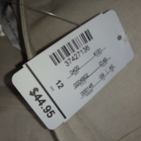 Christopher & Banks Neutral Tan Linen Blend Panel Flare Midi Skirt SZ 12 - Picture 5 of 11